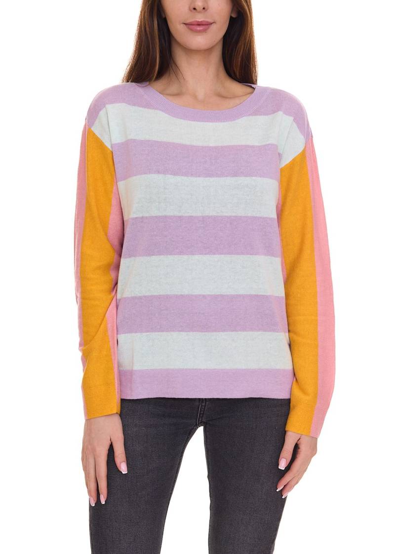 Aniston CASUAL Pullover stylischer Damen Strick-Pullover im Colourblock-Look 51008313 Violett/Bunt von Aniston