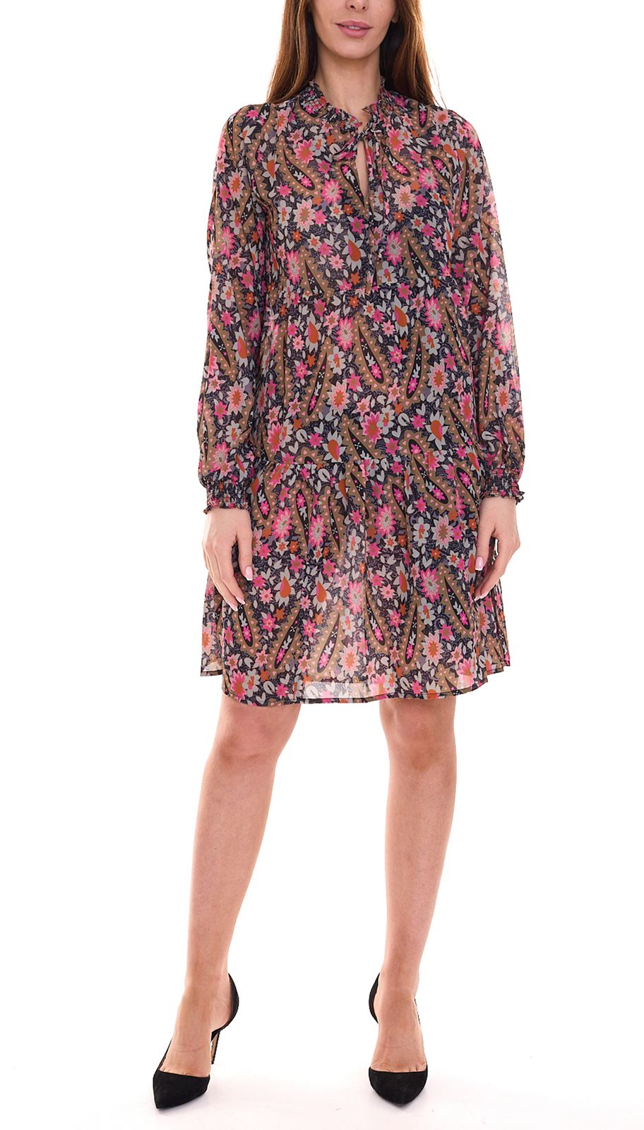 Aniston CASUAL Sommer-Kleid mit floralem Allover-Print Damen Midi-Kleid 58893453 Schwarz/Bunt von Aniston
