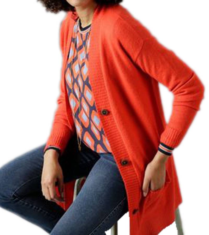 Aniston Damen Fleece-Mantel stylischer Cardigan mit Knopfleiste Strick-Mantel 43425124 Rot von Aniston