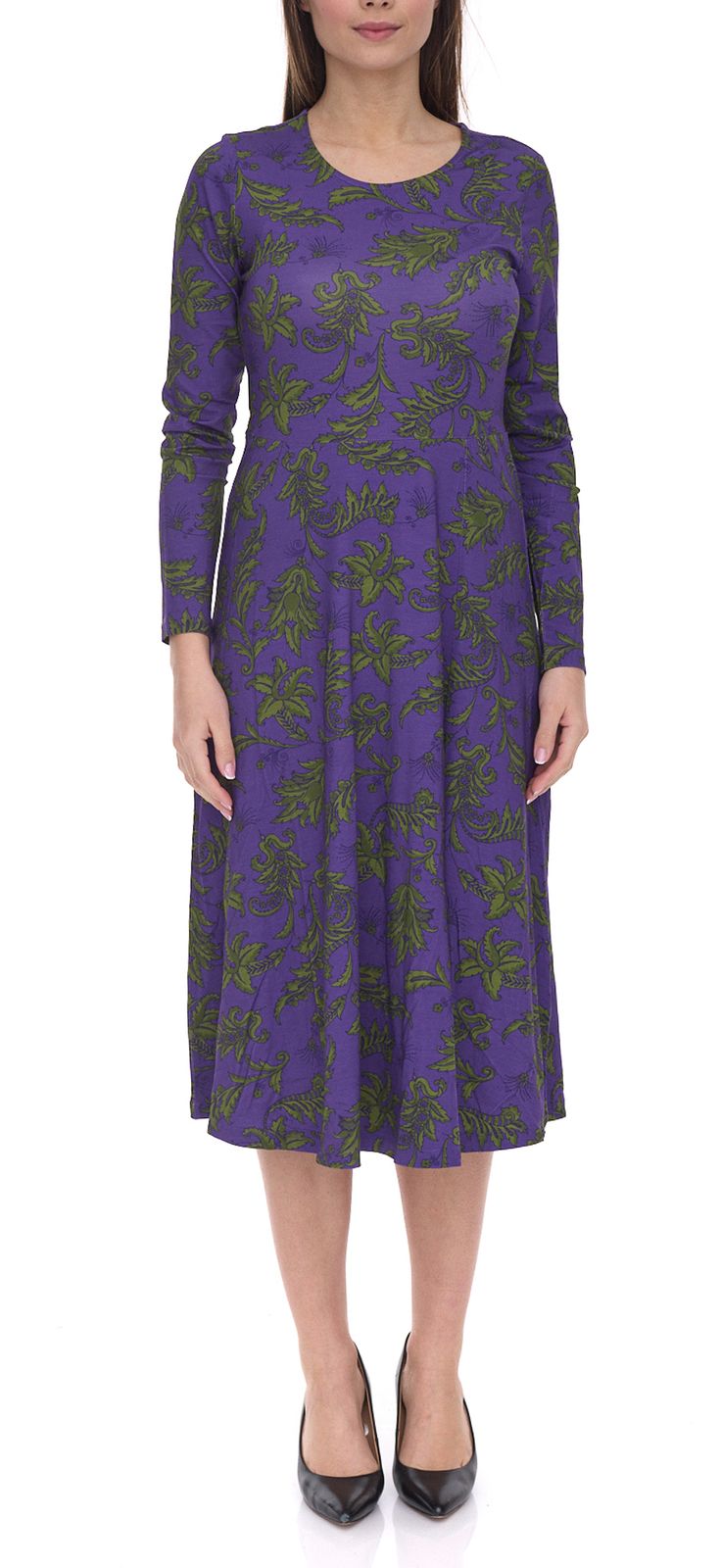 Aniston Damen Maschenkleid mit Floralemmuster Langarm 41876054 Lila/Grün von Aniston