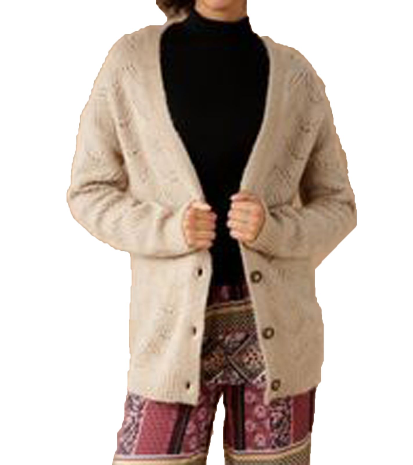 Aniston Damen Strickjacke stylischer Cardigan mit Knopfleiste Grobstrick 85040733 Beige von Aniston