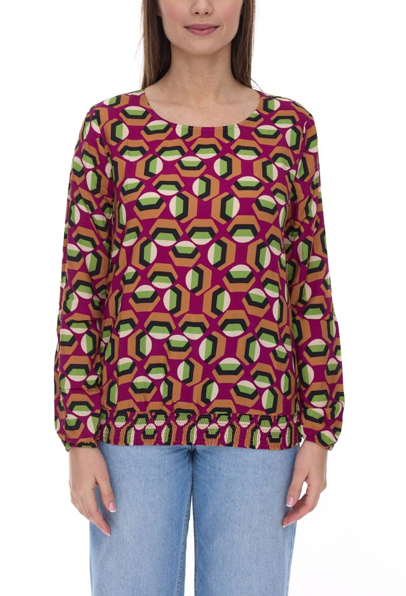 Aniston SELECTED Damen Blusen-Shirt Sommer-Bluse mit Gummizug 72981042 Rot/Bunt von Aniston