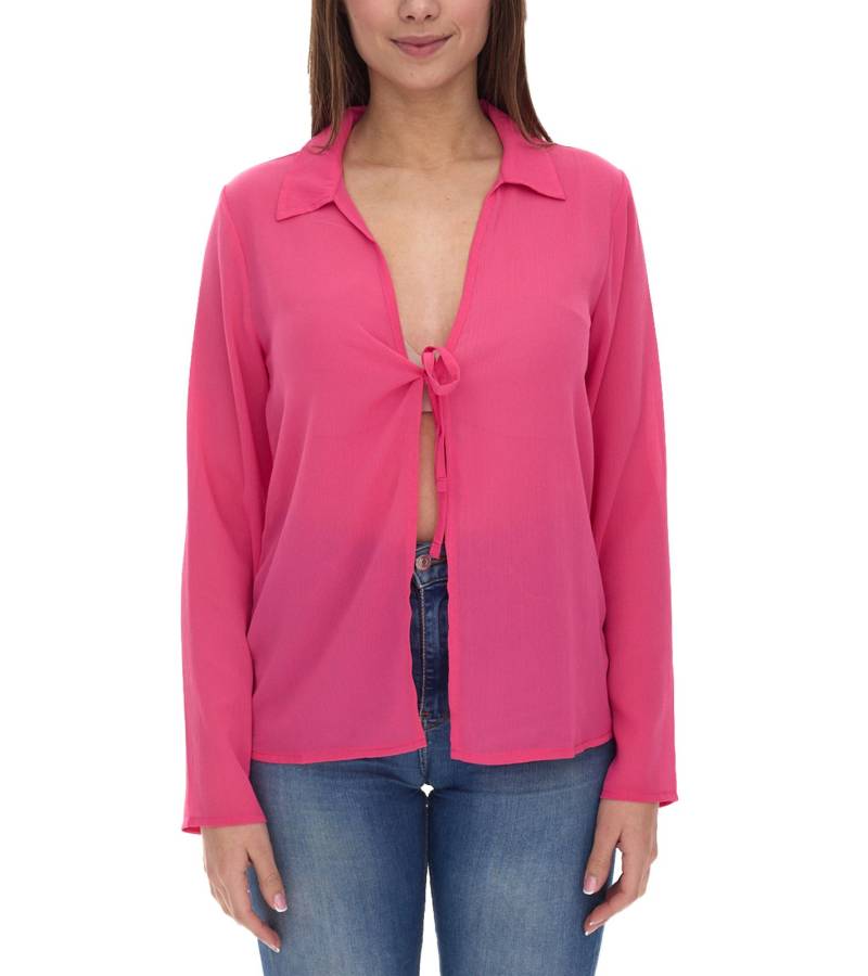 Aniston SELECTED Damen Langarm-Bluse mit Bindeband Crinkle-Optik 63149957 Pink von Aniston