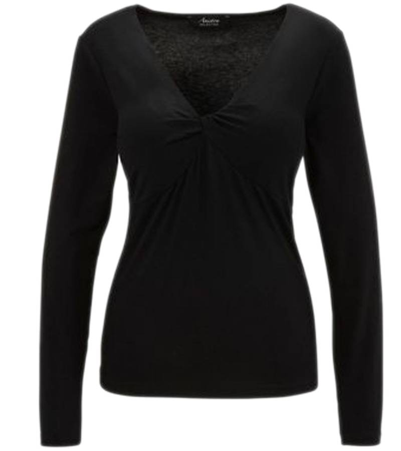 Aniston SELECTED Damen Langarm-Shirt mit Knotendetails Alltags-Pullover 15858260 Schwarz von Aniston