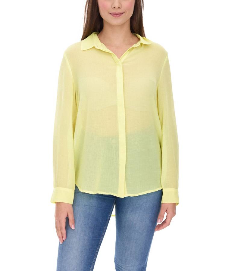 Aniston SELECTED Damen Sommer-Bluse Langarm-Shirt mit Kent-Kragen sommerliche Basic-Bluse 13456949 Gelb von Aniston