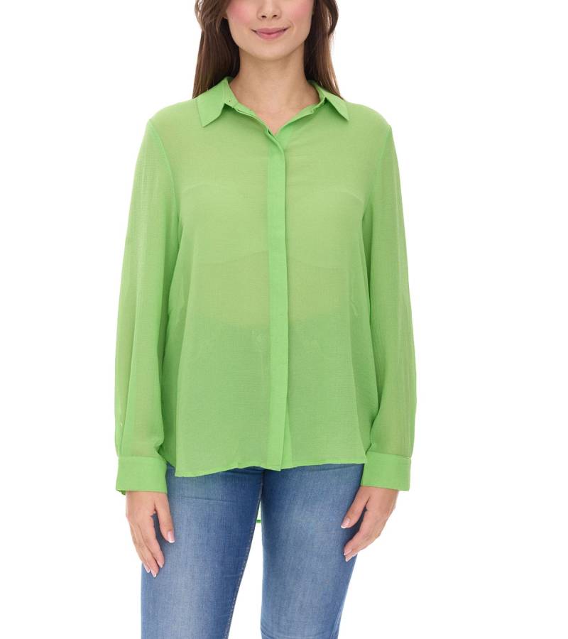 Aniston SELECTED Damen Sommer-Bluse Langarm-Shirt mit Kent-Kragen sommerliche Basic-Bluse 71710315 Grün von Aniston