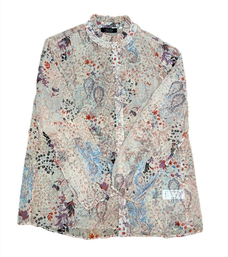 Aniston SELECTED Damen Sommer-Bluse durchsichtiges Shirt mit Allover-Print 84550010 Bunt von Aniston