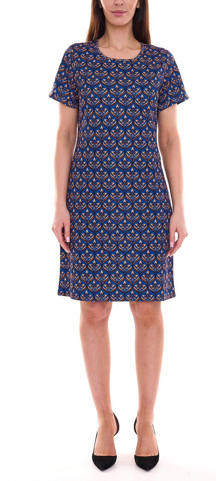 Aniston SELECTED Jersey-Kleid lässiges Damen Mini-Kleid mit Allover-Muster 88307007 Blau von Aniston