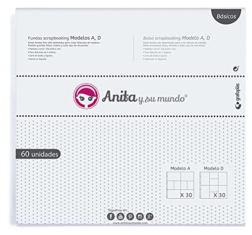 Anita & Su Mundo 37053199 Hüllen für Scrapbooking, Polypropylen, Modell A Y D, 30,5 x 30,5 cm, 30 Stück je Modell von Anita y Su Mundo