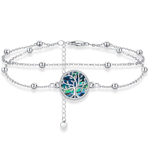 Aniu Lebensbaum Armband Damen Sterling Silber 925 Verstellbar Armband Baum des Lebens Silber 925 mit Abalone Muschel Schmuck für Damen von Aniu