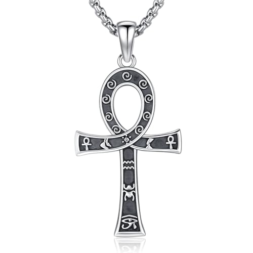 Ankh Kreuz Kette für Herren 925 Sterling Silber Ankh Kreuz Anhänger Halskette Ägyptische Amulett Schmuck Geschenke für Männer Frauen Ankh Kreuz Kette für Herren 925 Sterling Silber Ankh Kreuz Anhänger Halskette Ägyptische Amulett Schmuck Geschenke für Männer Frauen von Aniu