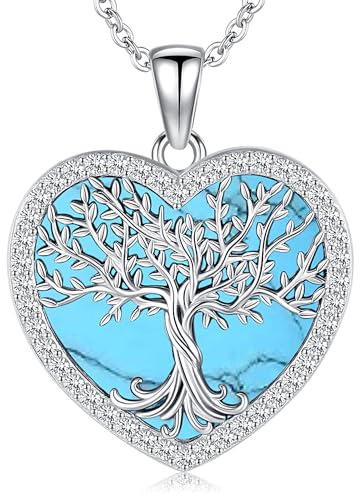Baum des Lebens Kette Damen Lebensbaum Anhänger Sterling Silber 925 Baum des Lebens Halskette mit Türkis Baum des Lebens Schmuck für Frauen Mädchen Mama von Aniu