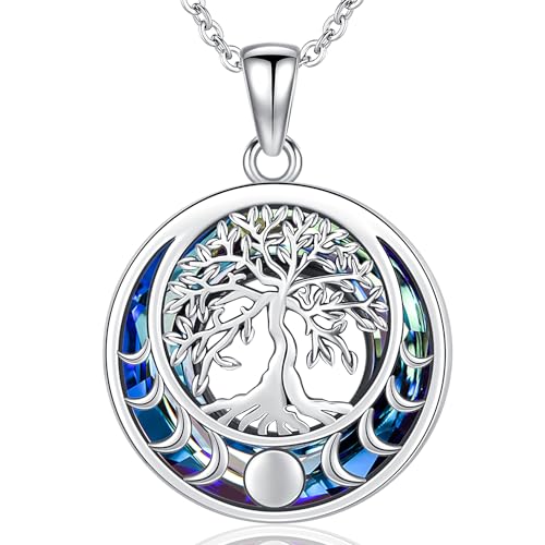 Baum des Lebens Kette für Damen Lebensbaum Anhänger Kette Sterling Silber 925 Baum des Lebens Halskette mit Kristallen Baum des Lebens Schmuck für Frauen von Aniu