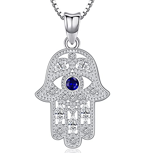 Fatima Hand Kette Silber 925 Hamsa Hand Kette für Damen Hand der Fatima Anhänger Halsketten Fatimas Hand Schmuck Geschenke für Mädchen Mama Freundin von Aniu