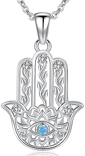 Fatima Hand Kette Silber 925 für Damen, Hamsa Hand der Fatima Kette Frauen, Hamsa Hand Anhänger Halsketten, Fatimas Hand Schmuck Geschenke für Mädchen Mama Freundin von Aniu