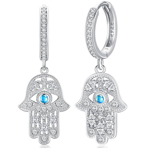 Fatima Hand Ohrringe 925 Silber mit blauen Auge Damen Ohrringe Hamsa Hand der Fatima Schmuck Geschenke für Frauen von Aniu