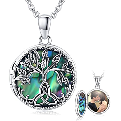 Medaillon Zum öffnen für Bilder, Baum des Lebens Medaillon Kette 925 Sterling Silber Anhänger, Amulett zum öffnen für Bilder Foto Amulett Halskette Valentinstag Damen/Mädchen von Aniu