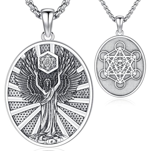 Metatrons Würfel Anhänger Kette Silber 925 Erzengel Metatron Anhänger Heilige Geometrie Anhänger Metatron Amulett Religion Kette für Herren von Aniu