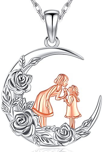 Mutter und Tochter Kette Sterling Silber 925, Mutter Tochter Halskette, Mutter und Kind Herz Anhänger, Geschenke für Mutter Mama Frauen von Aniu