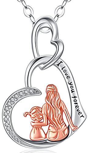 Mutter und Tochter Kette Sterling Silber 925 Mutter Tochter Halskette Mutter und Kind Herz Anhänger Geschenke für Mutter Mama Frauen von Aniu
