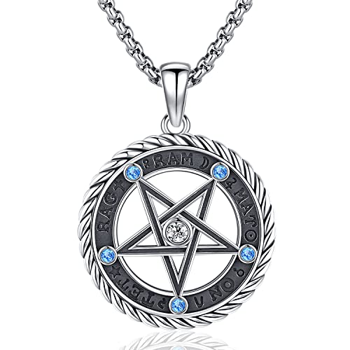 Tetragrammaton Anhänger Halskette, Pentagramm Kette Silber 925, Pentagramm Anhänger Herren Wiccan Amulett Gothic Pentagramm Schmuck für Herren Männer von Aniu