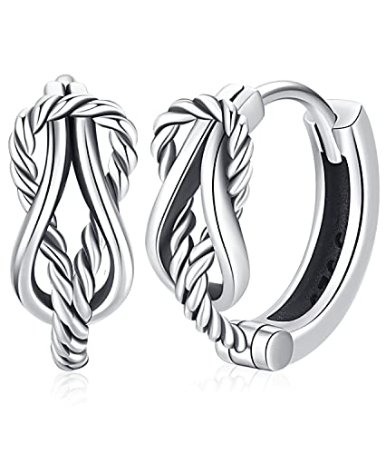 Unisex Wikinger Creolen Ohrringe Sterling Silber 925, Keltischer Knoten Creolen Ohrringe Klapp Wikinger Ohrschmuck für Herren Damen Männer Frauen von Aniu