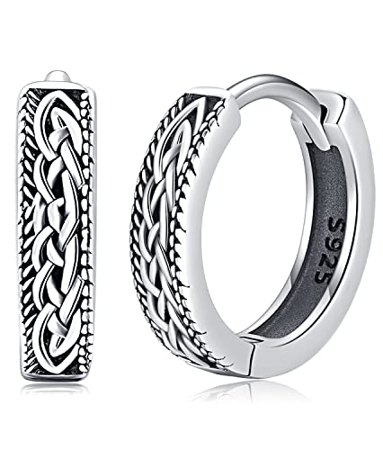 Unisex Wikinger Creolen Ohrringe Sterling Silber 925 Keltischer Knoten Ohrringe Klapp Creolen Wikinger Ohrschmuck für Herren Damen Männer Frauen von Aniu