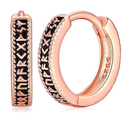 Wikinger Creolen Ohrringe Herren Silber 925 Wikinger Ohrringe Roségold Damen Klapp Wikinger Runen Creolen Wikinger Ohrschmuck Schmuck für Herren Männer Frauen von Aniu