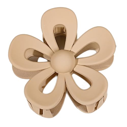 Aniyan 4 Stück Blumen Haarklammern Damen, Hai-Haarnadel Rutschfeste Haarspangen 7cm, Starker Halt Haarkralle für Dickes Haar, Elegante Haar Accessoires Frauen Mädchen Hellkaffee von Aniyan