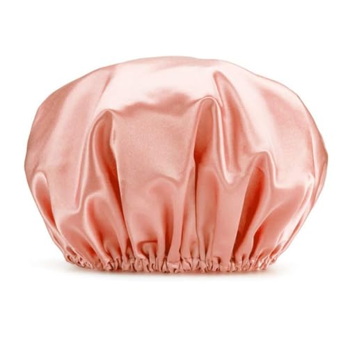 Aniyan Duschhaube Damen Doppellagig aus Satin & EVA, Wasserdichte Wiederverwendbare Duschhauben mit Elastischem Rand, Haarschutz Beim Duschen, Kochen & SPA (Dunkelrosa) von Aniyan