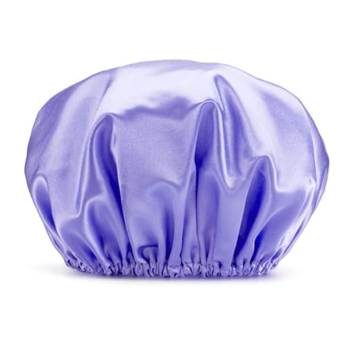 Aniyan Duschhaube Damen Doppellagig aus Satin & EVA, Wasserdichte Wiederverwendbare Duschhauben mit Elastischem Rand, Haarschutz Beim Duschen, Kochen & SPA (Lila) von Aniyan