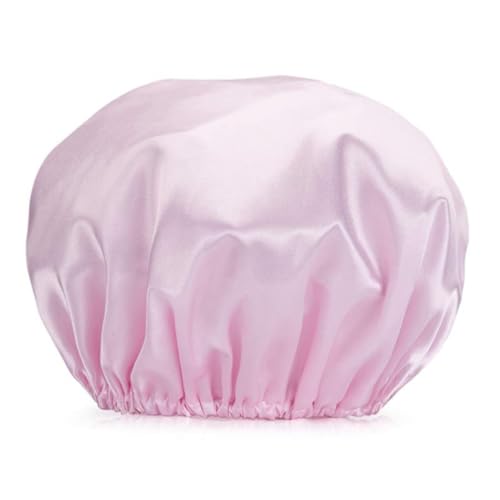 Aniyan Duschhaube Damen Doppellagig aus Satin & EVA, Wasserdichte Wiederverwendbare Duschhauben mit Elastischem Rand, Haarschutz Beim Duschen, Kochen & SPA (Rosa) von Aniyan