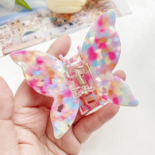 Aniyan Schmetterling Haarspangen Damen Haarklammer Mittelgroß, rutschfest Glitzer Haarspange, eleganter Butterfly Haarclip für Frauen (Rosa) von Aniyan