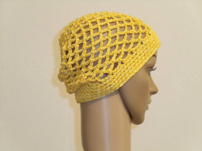 Gelbe Gehäkelte Netzbeanie von AnjaClauberg