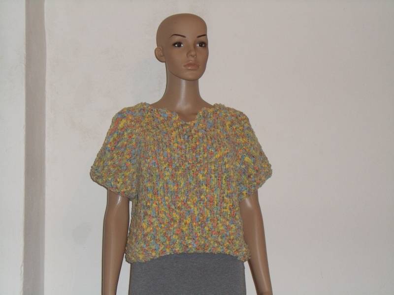 Kurzärmeliger Pullover Aus Hellbunten Bändchengarn Kurzärmeliger Pullover Aus Hellbunten Bändchengarn von AnjaClauberg