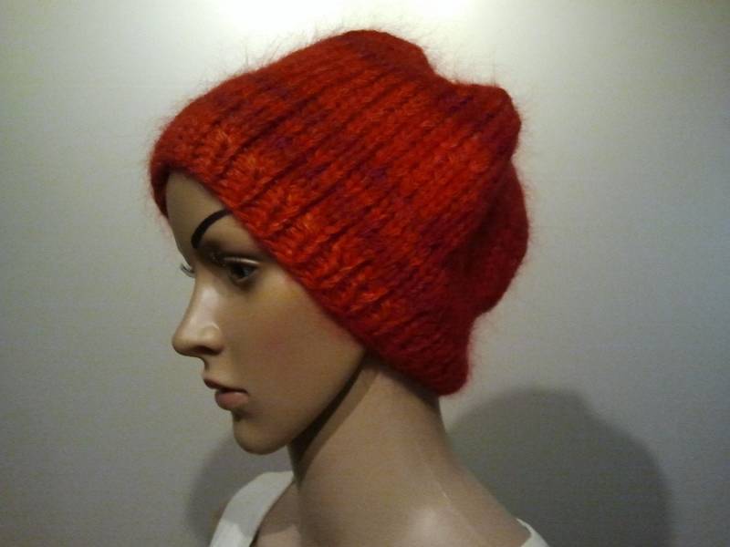 Rote Dicke Warme Mütze Mit Mohair von AnjaClauberg