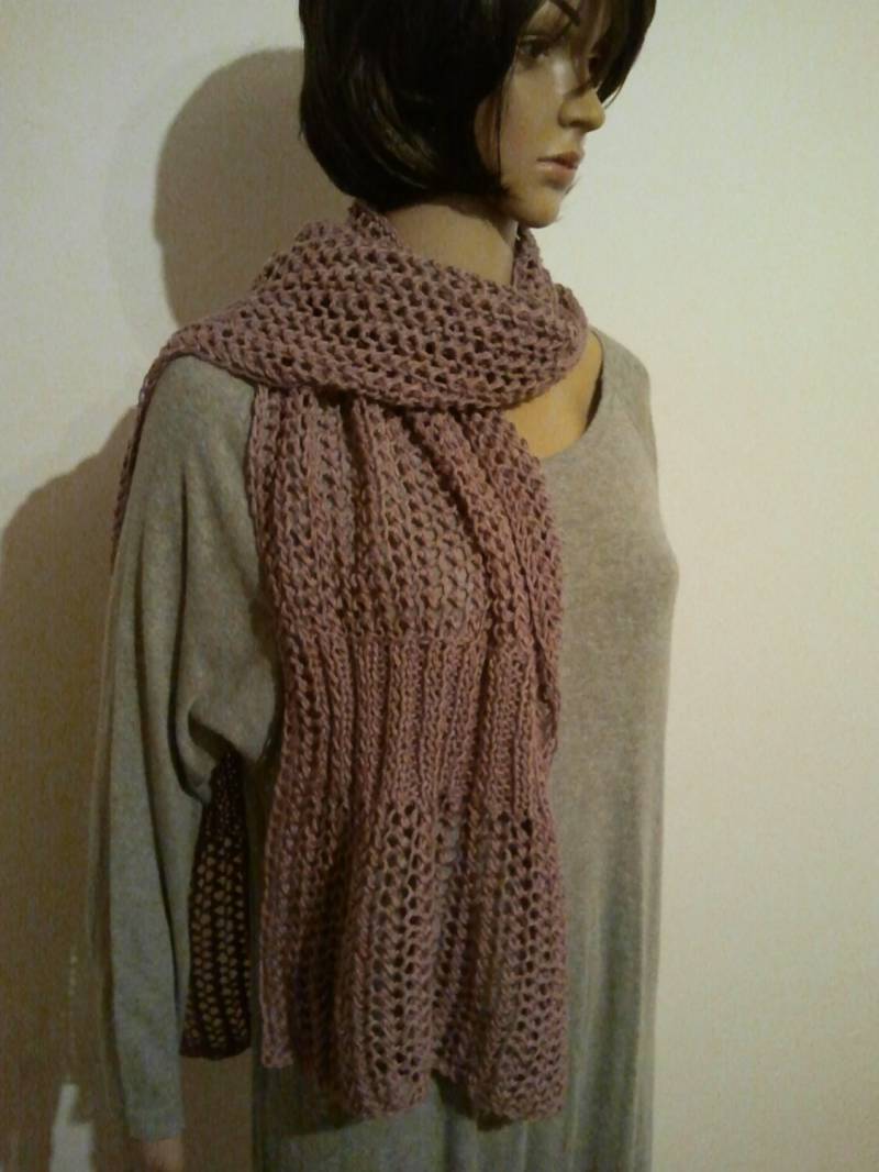 Weicher Gestrickter Reiner Leinenschal in Altrose von AnjaClauberg