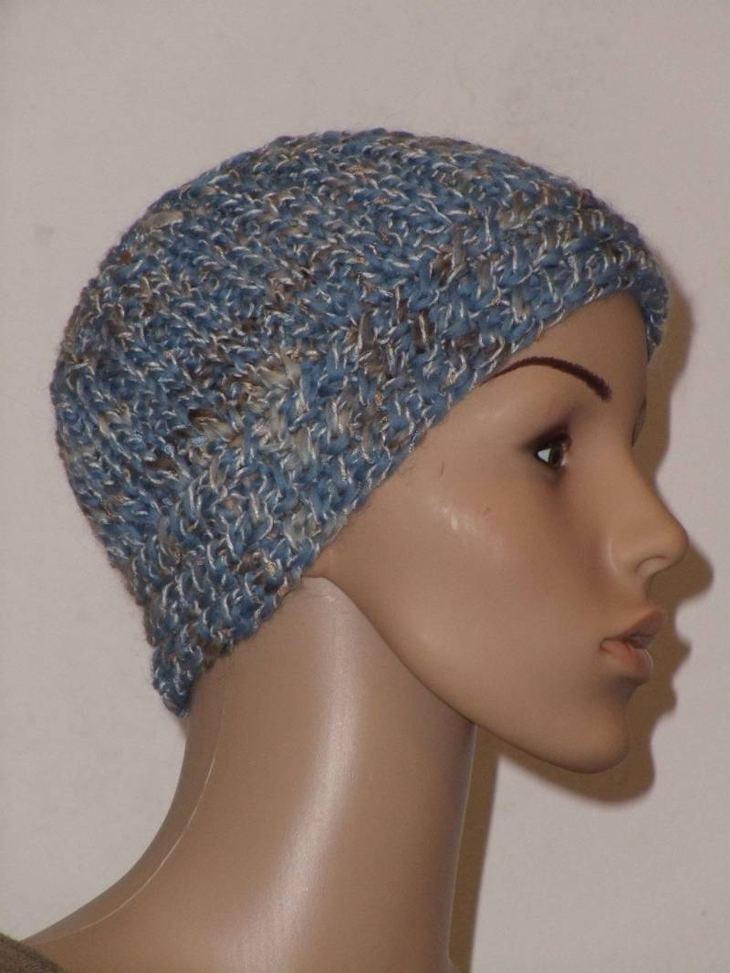 strickmütze Mit Zopfrand in Hellem Blau Braun Und Weiß von AnjaClauberg