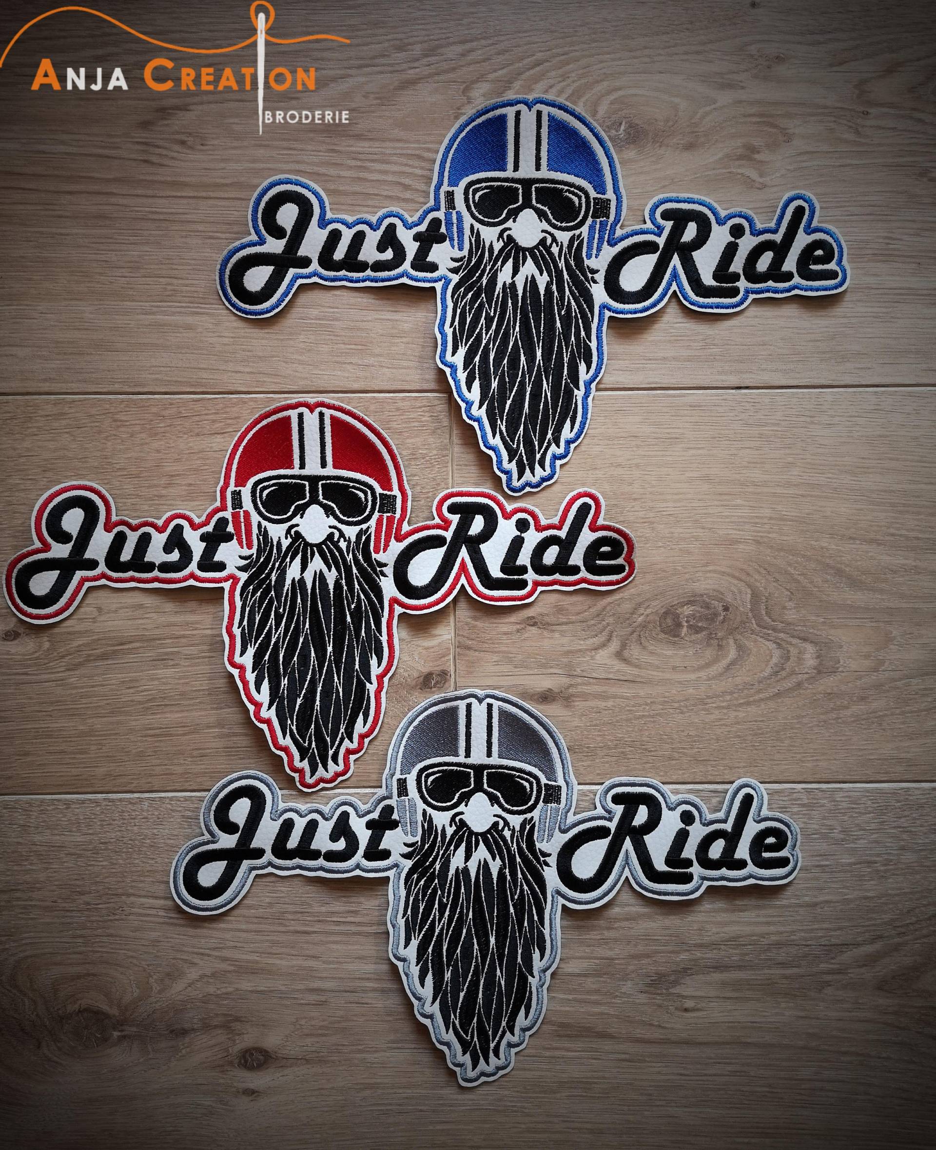 Großes Applikationsabzeichen „Just Ride", Biker-Motorrad-Lederjackendekoration von AnjaCreation