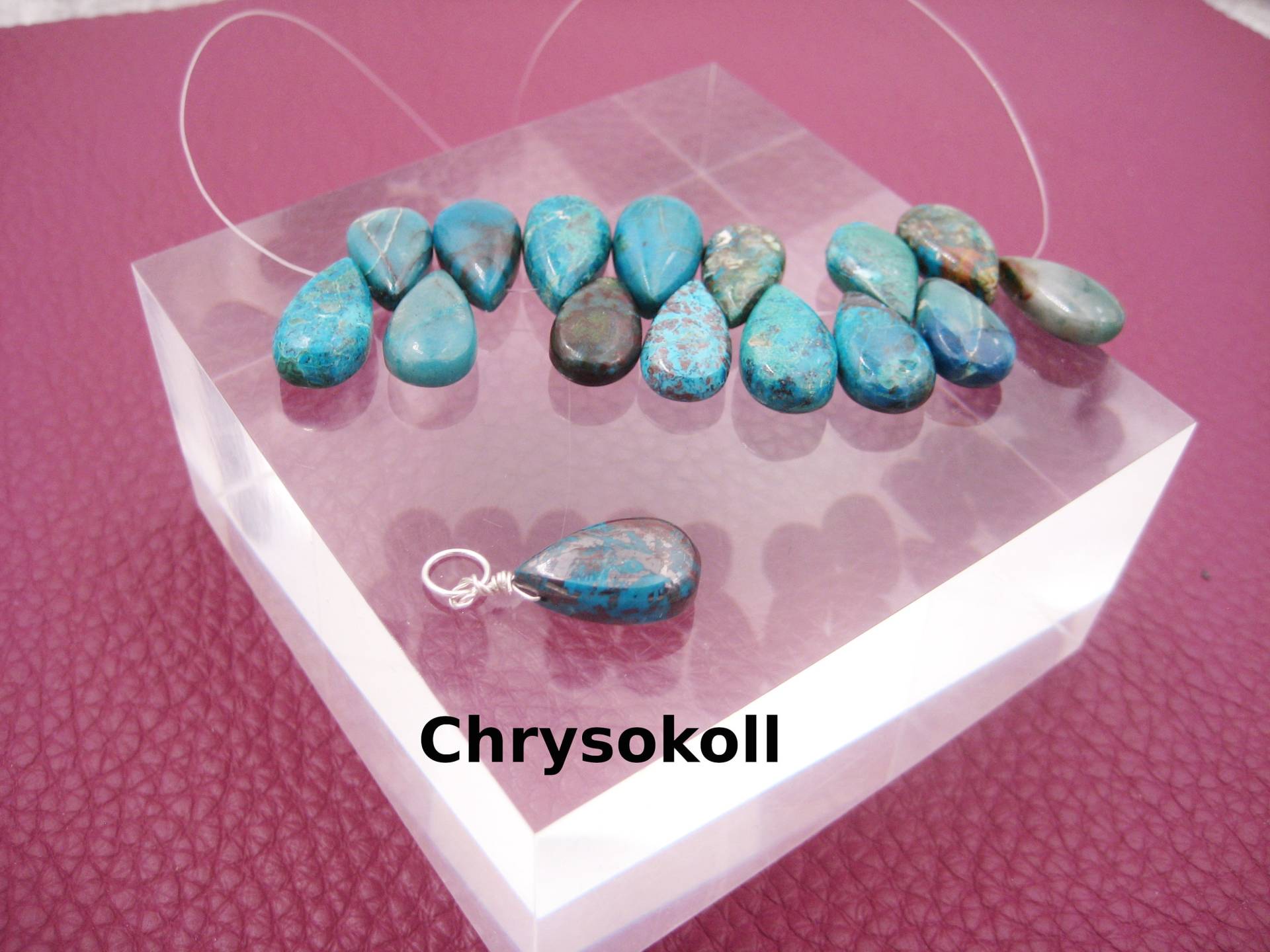 Kettenanhänger Chrysokoll, Tropfen, Glatt, Türkis, Blau, Braun, Groß, Charm, 925 Silber, Rosegold Filled, Gold Filled Kettenanhänger Chrysokoll, Tropfen, Glatt, Türkis, Blau, Braun, Groß, Charm, 925 Silber, Rosegold Filled, Gold Filled von AnjasCharmwelt
