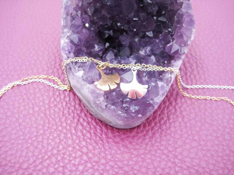 Edelstahlkette Mit Ginkgo-Anhänger, Kette in Silber Oder 14K Goldfarben Erhältlich von AnjasPerlenweltShop
