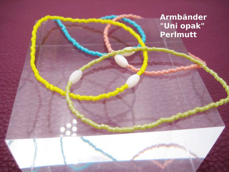 Mini-Bänder "Uni Opak" Mit Perlmutt-Perle, Armband Oder Fußkette, Glasperlen, Zierlich, Geschenk Für Frauen, Bracelet von AnjasPerlenweltShop