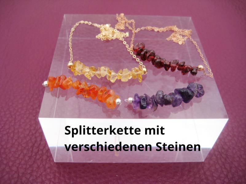 Halskette Mit Verschiedenen Edelsteinsplittern, Kettenfarbe Und Länge Wählbar von AnjasSchmuckwelt