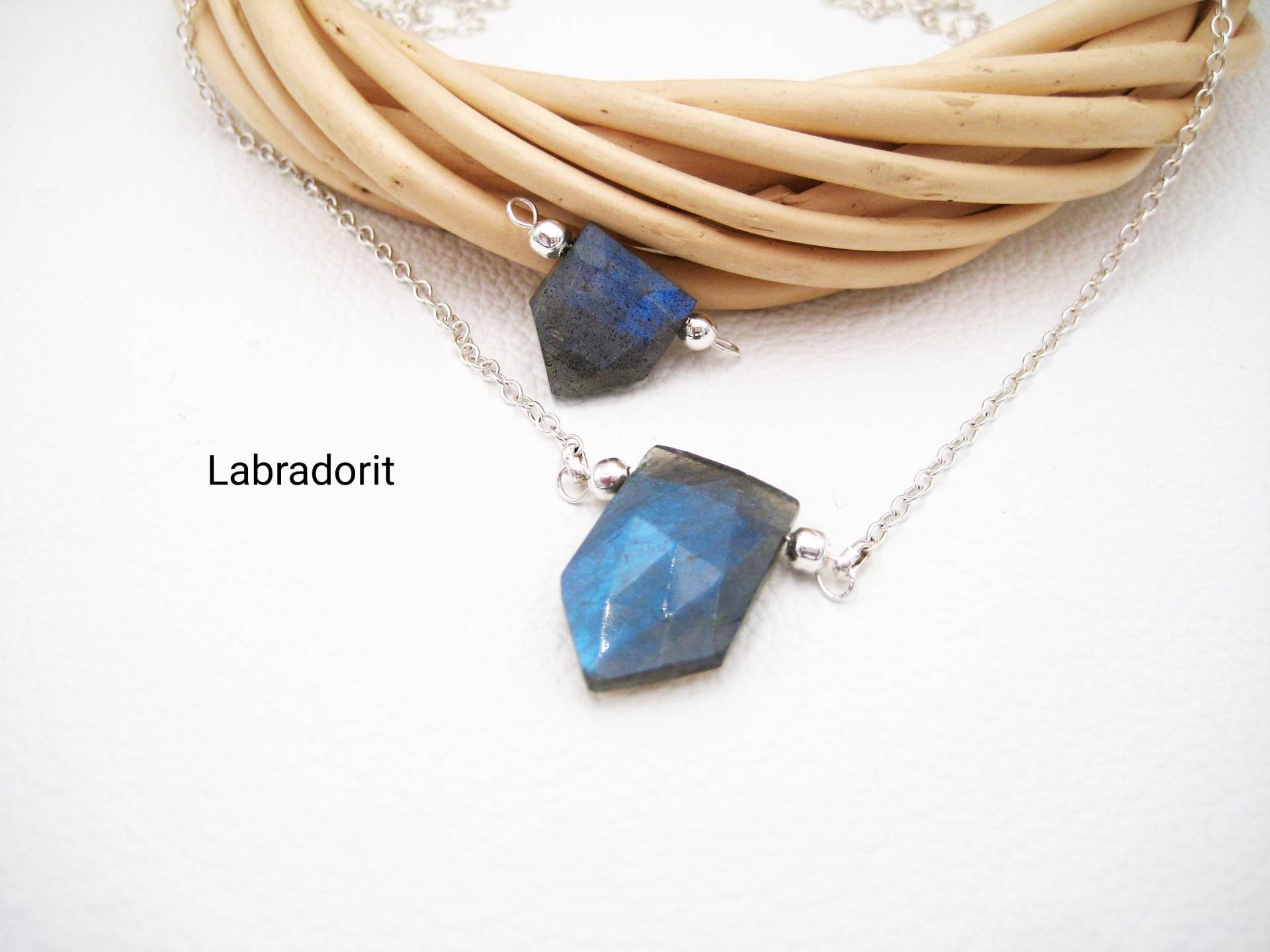 Labradorit-Halskette, Labradorit Blue Flash, 925 Silber, Gold Filled, Rosegold Zierlich, Minimalistisch, Edelstein von AnjasSchmuckwelt