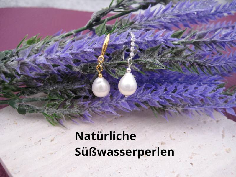 Perlenohrringe Mit Natürlichen Süßwasserperlen, Weiße Tropfenperlen Sterling Silber Ohrhaken von AnjasSchmuckwelt
