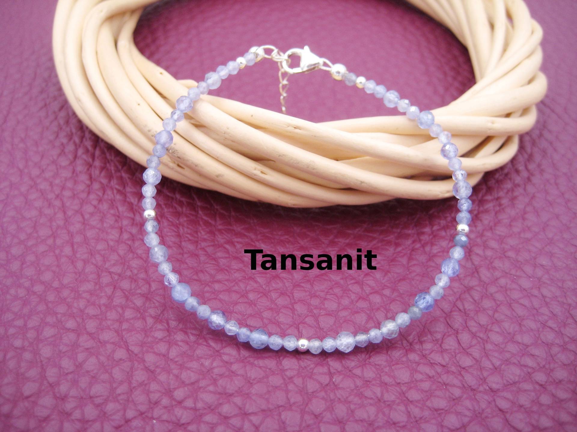 Tansanit-Armband, Blau, Lila, Rosegold, Zierlich, Sterling Silber, Edelstein-Armband, Geschenk Für Sie, Stapelarmband von AnjasSchmuckwelt