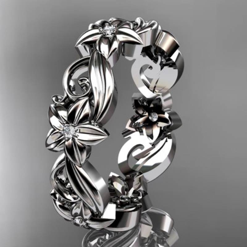 Diamant Ring Ehering Blumenring Einzigartiger von AnjaysDesigns