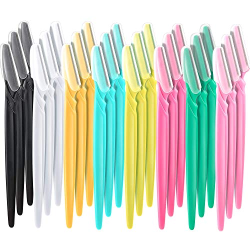 24 Stück Augenbrauen-Rasierer Gesichtsrasierer Shaper Trimmer mit Präzisions-Abdeckung, zufällige Farben von Anjing