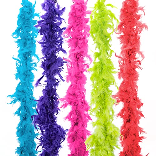 Anjing Federboa, mehrfarbig, 5 Stück, zum Basteln, Partyzubehör, Kostüm, Mädchen, Verkleidungen (2 m pro Farbe) von Anjing