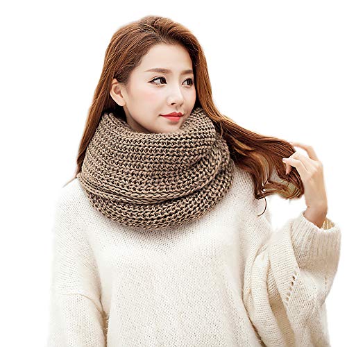 Strickschal Loop Schal Dicker Infinity Schal Winter Mode Halswärmer Schal für Unisex Rot von Anjing